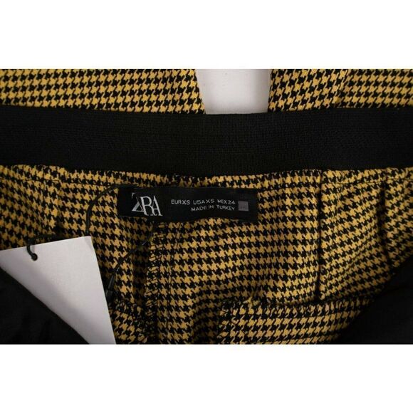 Zara Womens Jogger Pants Yellow Black Houndstooth - Picture 8 of 9